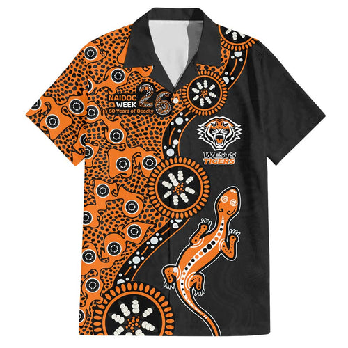 Wests Tigers NAIDOC Week 2026 Hawaiian Shirt Aboriginal Lizard Dot Painting - 50 Years of Deadly