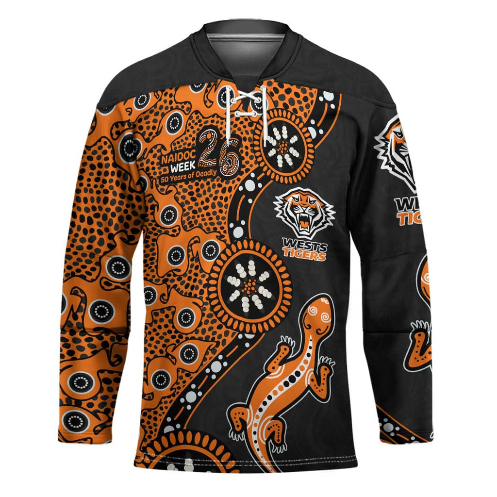 Wests Tigers NAIDOC Week 2026 Hockey Jersey Aboriginal Lizard Dot Painting - 50 Years of Deadly