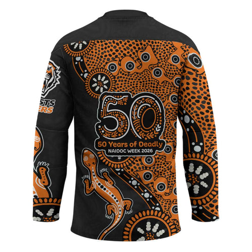 Wests Tigers NAIDOC Week 2026 Hockey Jersey Aboriginal Lizard Dot Painting - 50 Years of Deadly
