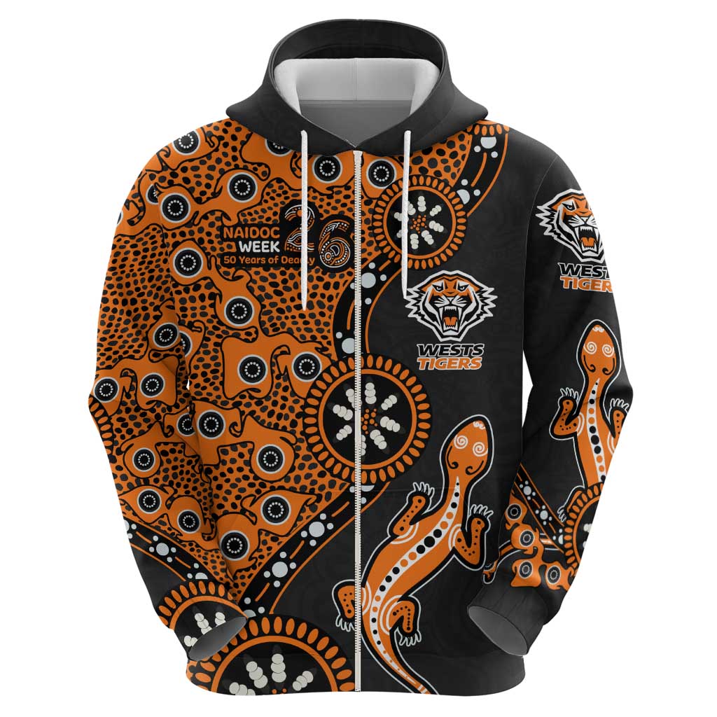 Wests Tigers NAIDOC Week 2026 Hoodie Aboriginal Lizard Dot Painting - 50 Years of Deadly