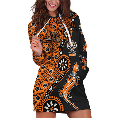 Wests Tigers NAIDOC Week 2026 Hoodie Dress Aboriginal Lizard Dot Painting - 50 Years of Deadly