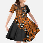 Wests Tigers NAIDOC Week 2026 Kid Short Sleeve Dress Aboriginal Lizard Dot Painting - 50 Years of Deadly