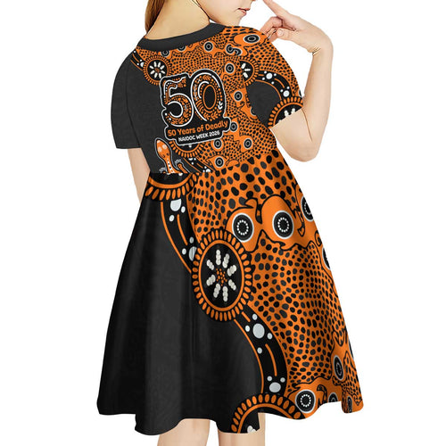 Wests Tigers NAIDOC Week 2026 Kid Short Sleeve Dress Aboriginal Lizard Dot Painting - 50 Years of Deadly