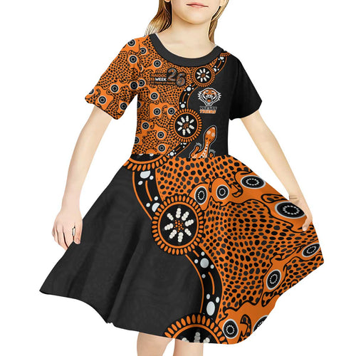 Wests Tigers NAIDOC Week 2026 Kid Short Sleeve Dress Aboriginal Lizard Dot Painting - 50 Years of Deadly