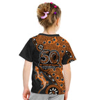 Wests Tigers NAIDOC Week 2026 Kid T Shirt Aboriginal Lizard Dot Painting - 50 Years of Deadly