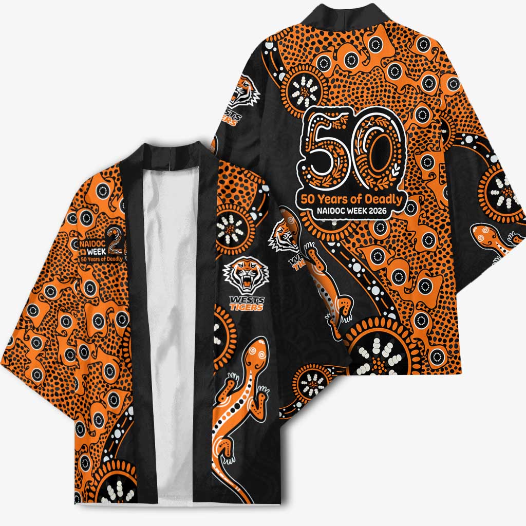 Wests Tigers NAIDOC Week 2026 Kimono Aboriginal Lizard Dot Painting - 50 Years of Deadly