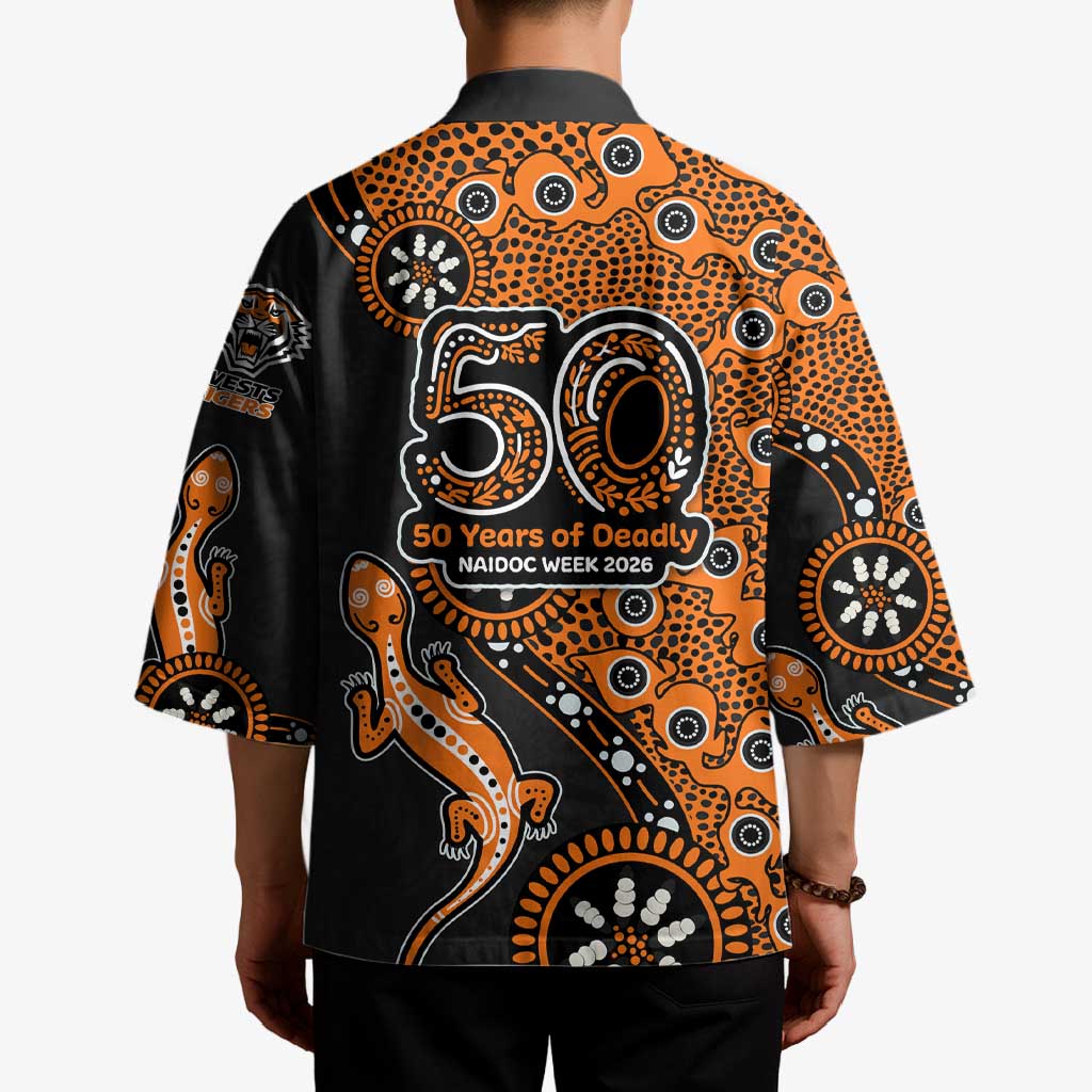 Wests Tigers NAIDOC Week 2026 Kimono Aboriginal Lizard Dot Painting - 50 Years of Deadly