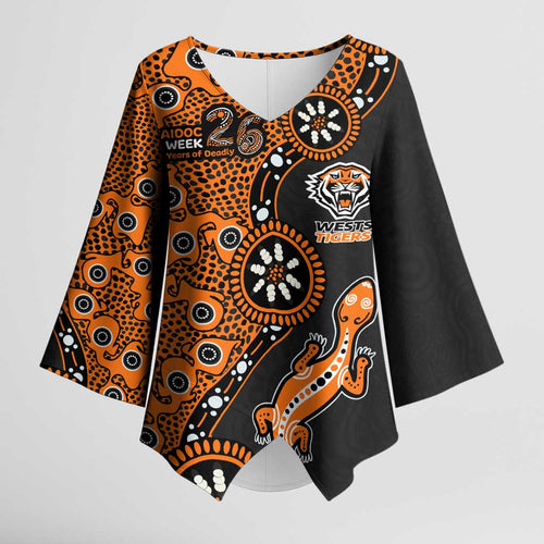 Wests Tigers NAIDOC Week 2026 Kimono Sleeve Blouse Aboriginal Lizard Dot Painting - 50 Years of Deadly