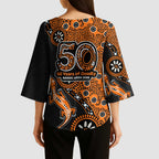 Wests Tigers NAIDOC Week 2026 Kimono Sleeve Blouse Aboriginal Lizard Dot Painting - 50 Years of Deadly