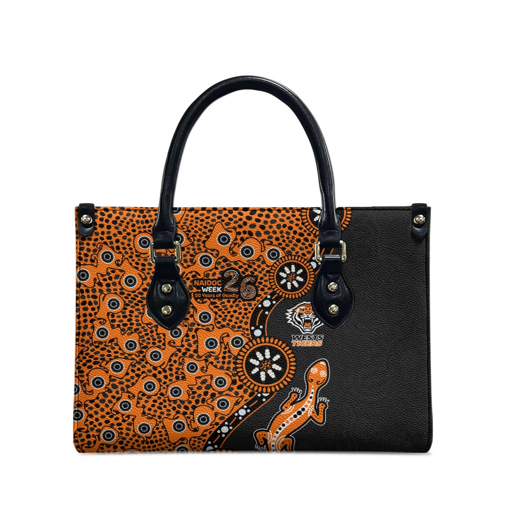 Wests Tigers NAIDOC Week 2026 Leather Bag Aboriginal Lizard Dot Painting - 50 Years of Deadly