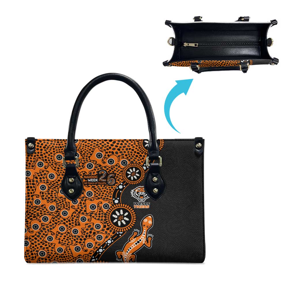 Wests Tigers NAIDOC Week 2026 Leather Bag Aboriginal Lizard Dot Painting - 50 Years of Deadly