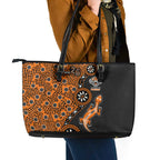 Wests Tigers NAIDOC Week 2026 Leather Tote Bag Aboriginal Lizard Dot Painting - 50 Years of Deadly