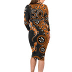 Wests Tigers NAIDOC Week 2026 Long Sleeve Bodycon Dress Aboriginal Lizard Dot Painting - 50 Years of Deadly