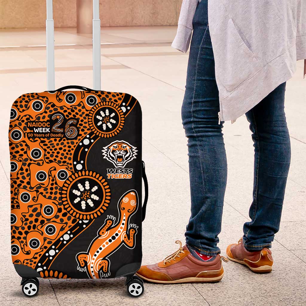 Wests Tigers NAIDOC Week 2026 Luggage Cover Aboriginal Lizard Dot Painting - 50 Years of Deadly