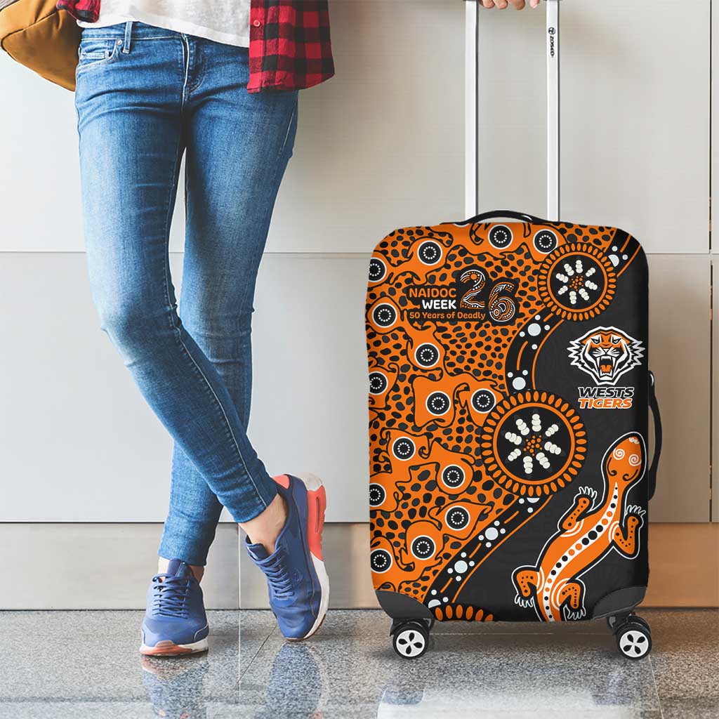 Wests Tigers NAIDOC Week 2026 Luggage Cover Aboriginal Lizard Dot Painting - 50 Years of Deadly