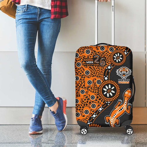 Wests Tigers NAIDOC Week 2026 Luggage Cover Aboriginal Lizard Dot Painting - 50 Years of Deadly