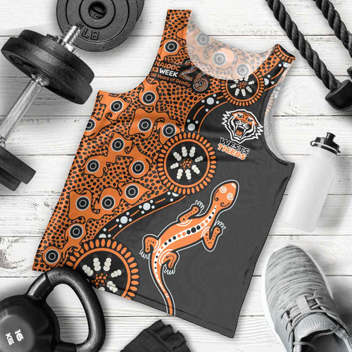 Wests Tigers NAIDOC Week 2026 Men Tank Top Aboriginal Lizard Dot Painting - 50 Years of Deadly