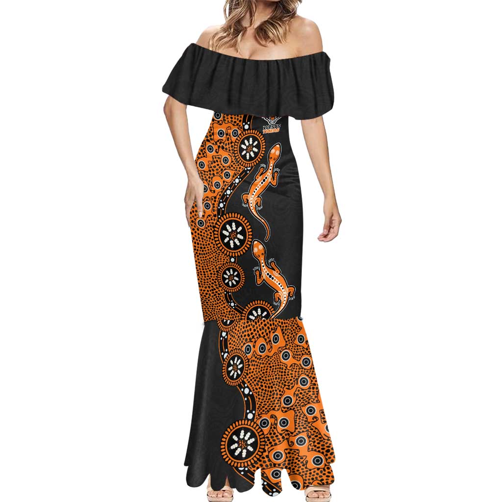 Wests Tigers NAIDOC Week 2026 Mermaid Dress Aboriginal Lizard Dot Painting - 50 Years of Deadly