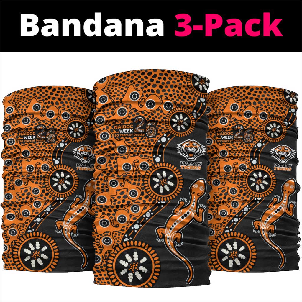 Wests Tigers NAIDOC Week 2026 Neck Gaiter Aboriginal Lizard Dot Painting - 50 Years of Deadly