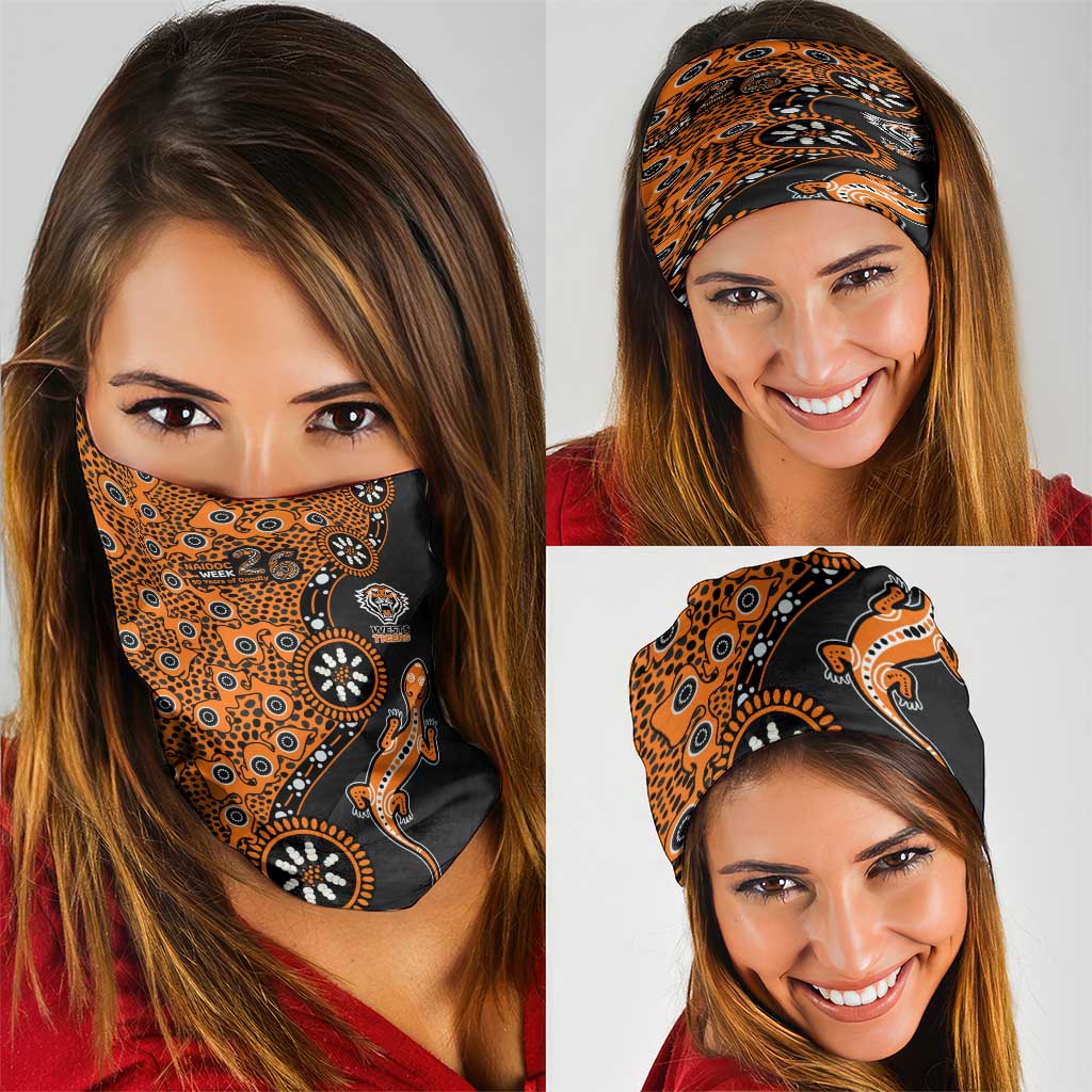 Wests Tigers NAIDOC Week 2026 Neck Gaiter Aboriginal Lizard Dot Painting - 50 Years of Deadly
