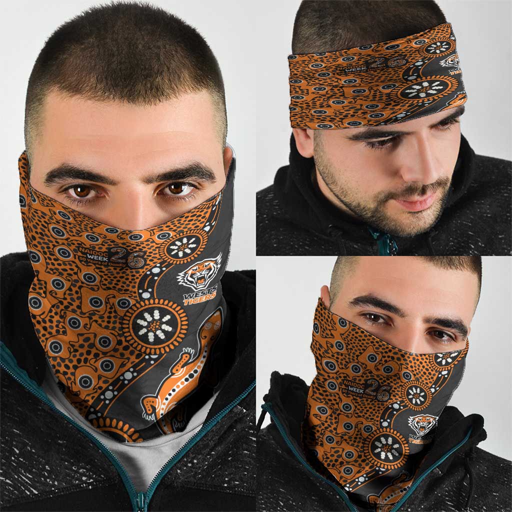 Wests Tigers NAIDOC Week 2026 Neck Gaiter Aboriginal Lizard Dot Painting - 50 Years of Deadly