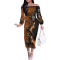 Wests Tigers NAIDOC Week 2026 Off The Shoulder Long Sleeve Dress Aboriginal Lizard Dot Painting - 50 Years of Deadly