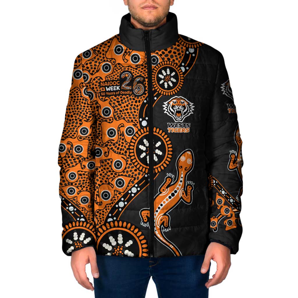 Wests Tigers NAIDOC Week 2026 Padded Jacket Aboriginal Lizard Dot Painting - 50 Years of Deadly