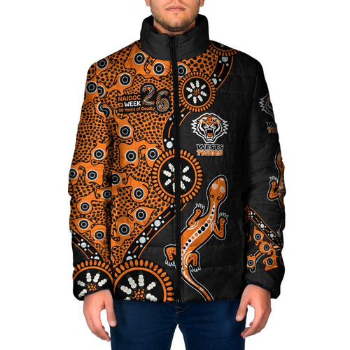 Wests Tigers NAIDOC Week 2026 Padded Jacket Aboriginal Lizard Dot Painting - 50 Years of Deadly