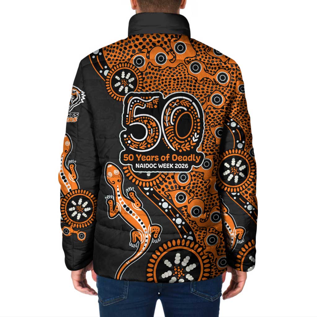 Wests Tigers NAIDOC Week 2026 Padded Jacket Aboriginal Lizard Dot Painting - 50 Years of Deadly