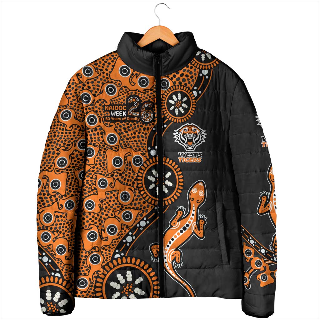 Wests Tigers NAIDOC Week 2026 Padded Jacket Aboriginal Lizard Dot Painting - 50 Years of Deadly