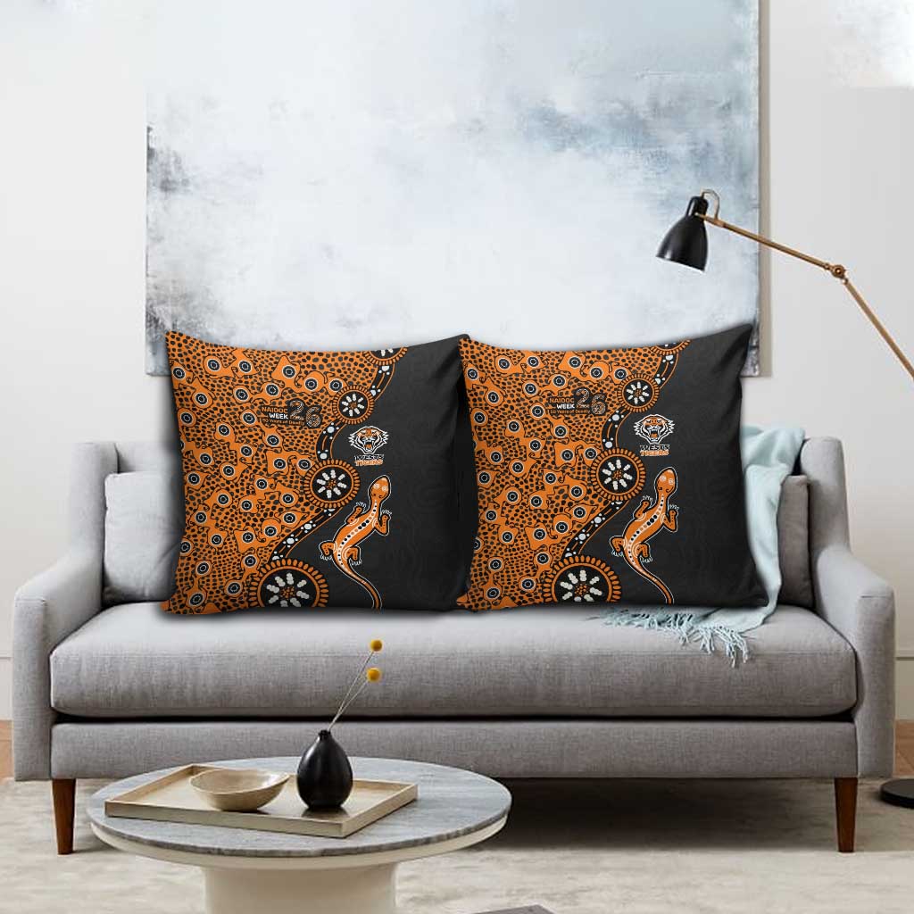 Wests Tigers NAIDOC Week 2026 Pillow Cover Aboriginal Lizard Dot Painting - 50 Years of Deadly