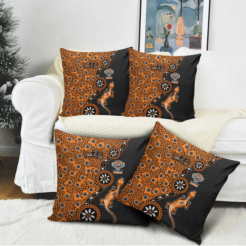 Wests Tigers NAIDOC Week 2026 Pillow Cover Aboriginal Lizard Dot Painting - 50 Years of Deadly