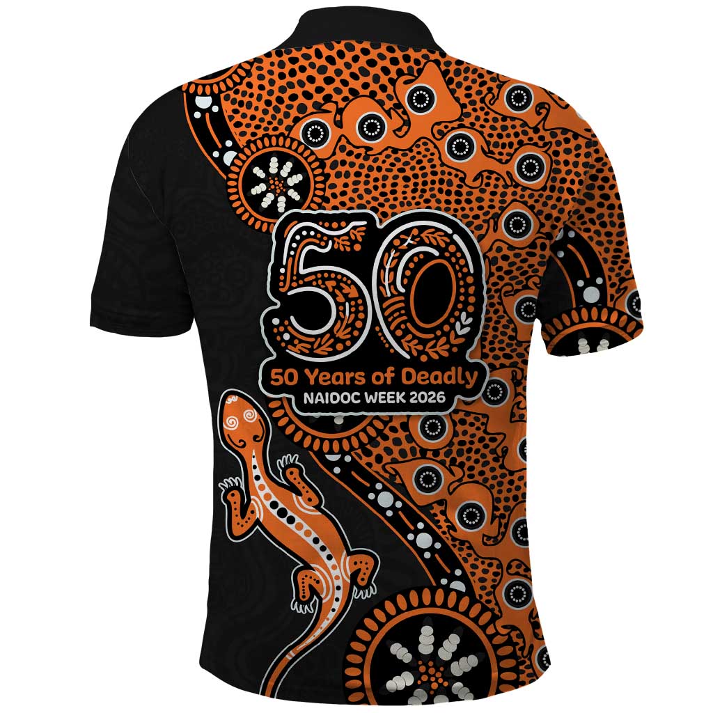 Wests Tigers NAIDOC Week 2026 Polo Shirt Aboriginal Lizard Dot Painting - 50 Years of Deadly