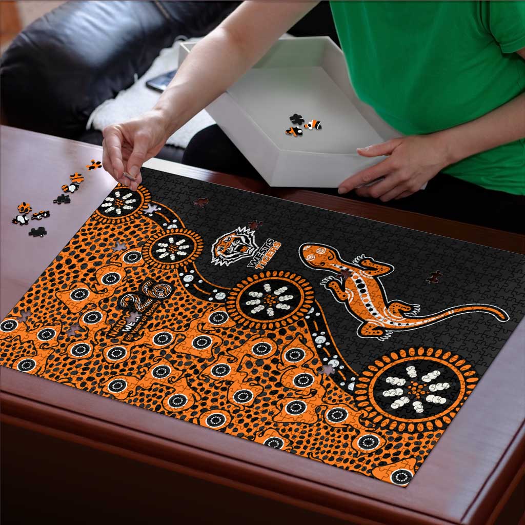Wests Tigers NAIDOC Week 2026 Puzzle Aboriginal Lizard Dot Painting - 50 Years of Deadly
