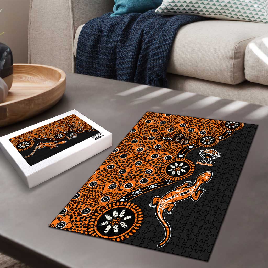 Wests Tigers NAIDOC Week 2026 Puzzle Aboriginal Lizard Dot Painting - 50 Years of Deadly