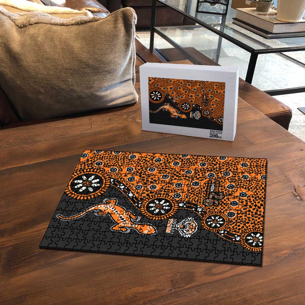 Wests Tigers NAIDOC Week 2026 Puzzle Aboriginal Lizard Dot Painting - 50 Years of Deadly