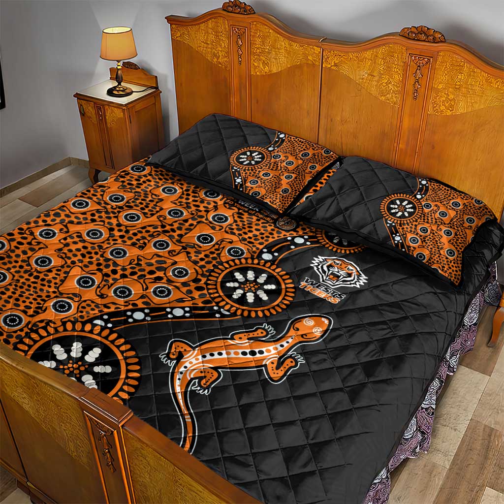 Wests Tigers NAIDOC Week 2026 Quilt Bed Set Aboriginal Lizard Dot Painting - 50 Years of Deadly