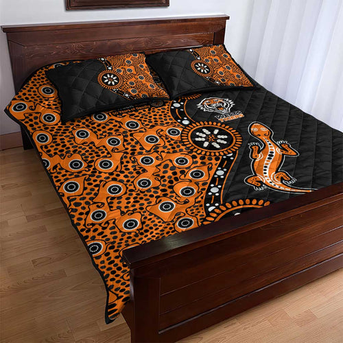 Wests Tigers NAIDOC Week 2026 Quilt Bed Set Aboriginal Lizard Dot Painting - 50 Years of Deadly