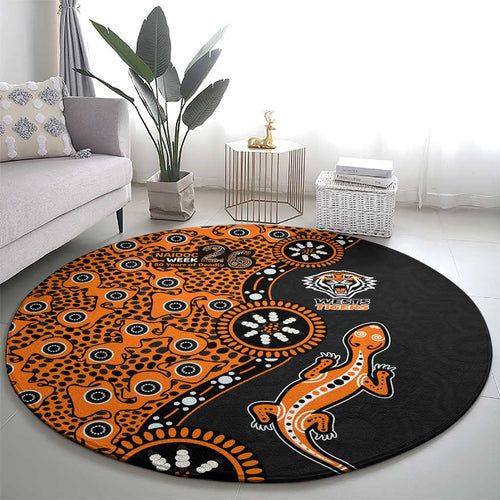 Wests Tigers NAIDOC Week 2026 Round Carpet Aboriginal Lizard Dot Painting - 50 Years of Deadly