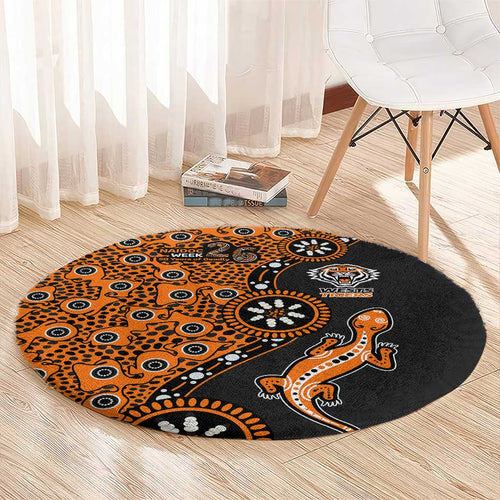 Wests Tigers NAIDOC Week 2026 Round Carpet Aboriginal Lizard Dot Painting - 50 Years of Deadly