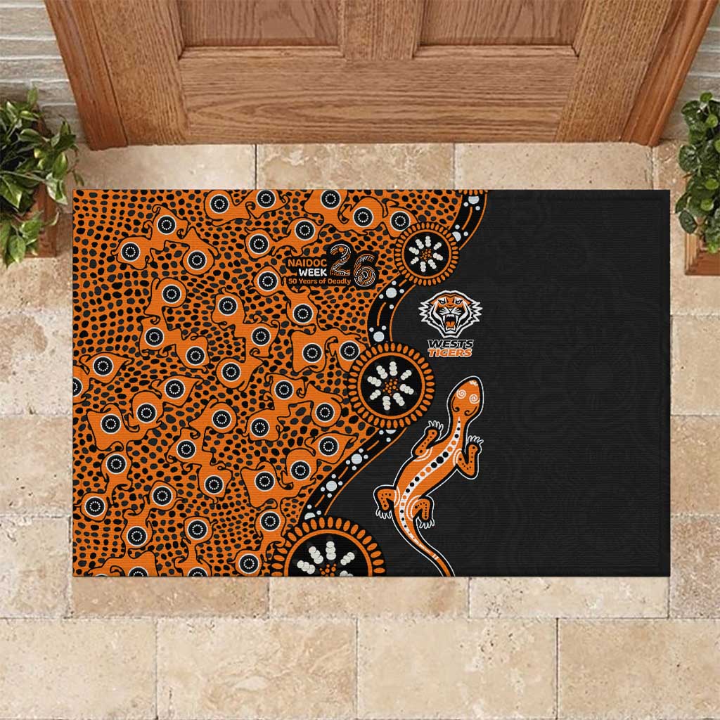 Wests Tigers NAIDOC Week 2026 Rubber Doormat Aboriginal Lizard Dot Painting - 50 Years of Deadly