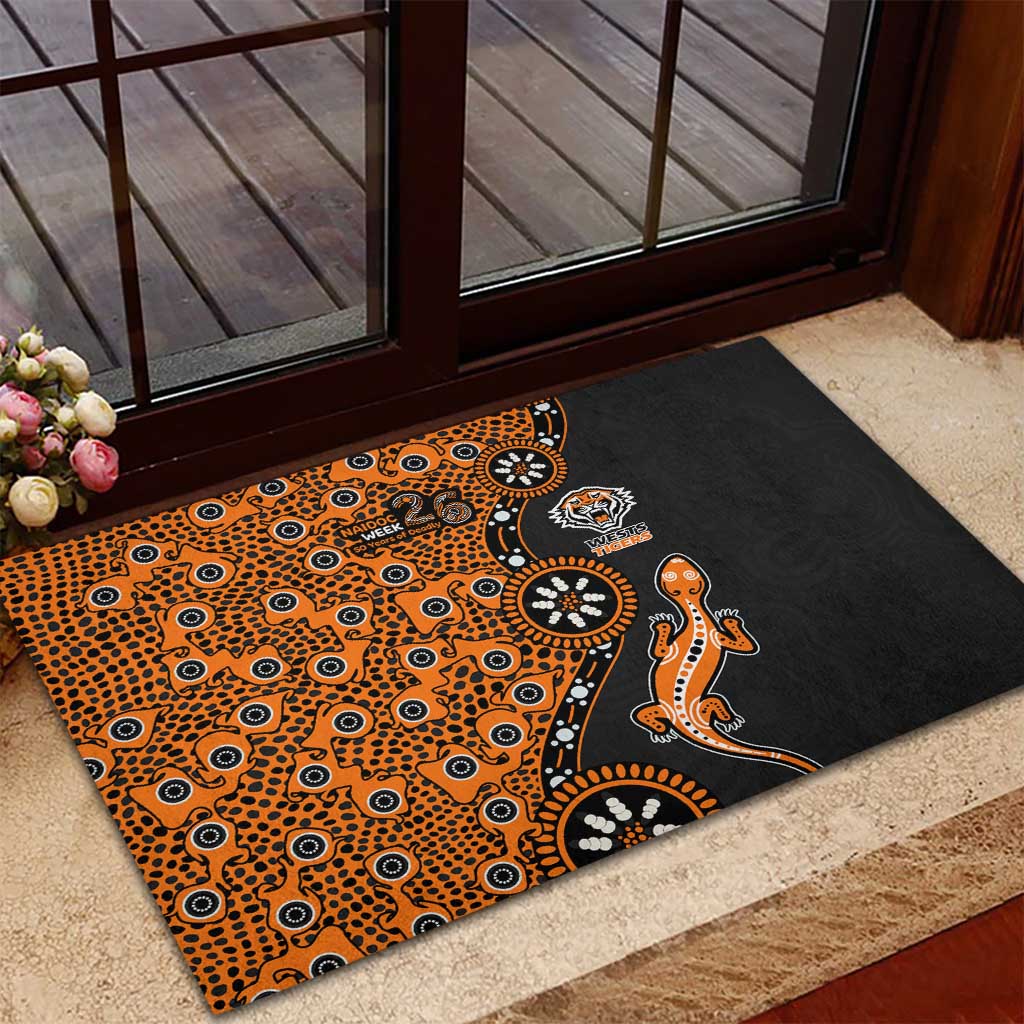 Wests Tigers NAIDOC Week 2026 Rubber Doormat Aboriginal Lizard Dot Painting - 50 Years of Deadly