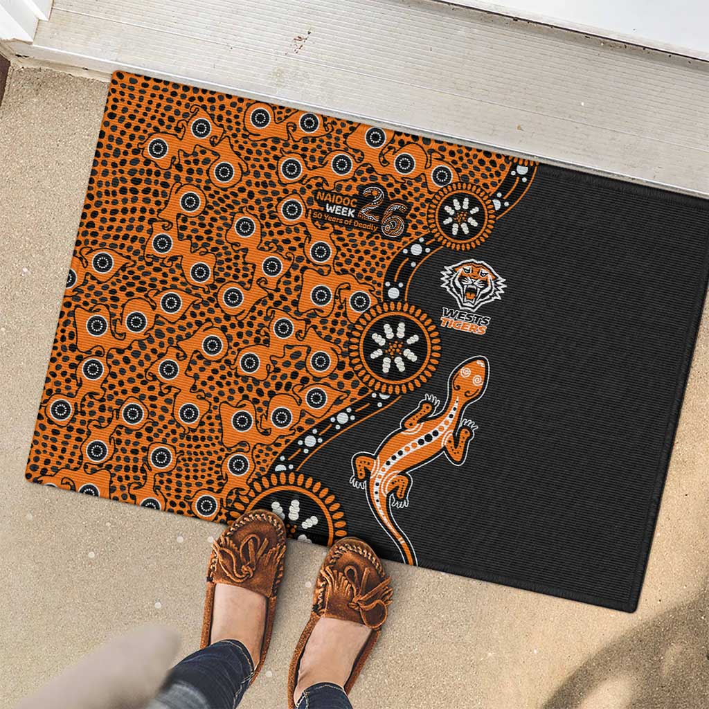 Wests Tigers NAIDOC Week 2026 Rubber Doormat Aboriginal Lizard Dot Painting - 50 Years of Deadly
