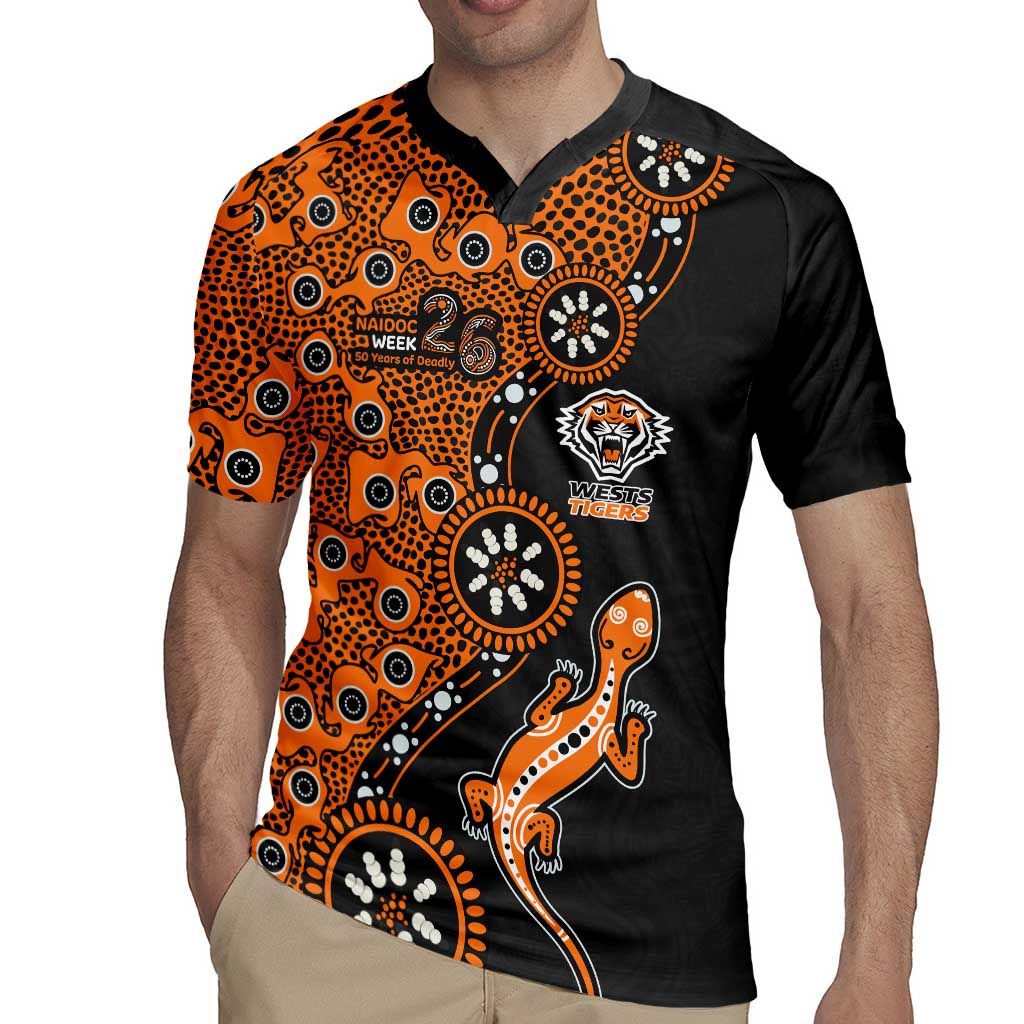 Wests Tigers NAIDOC Week 2026 Rugby Jersey Aboriginal Lizard Dot Painting - 50 Years of Deadly