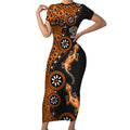 Wests Tigers NAIDOC Week 2026 Short Sleeve Bodycon Dress Aboriginal Lizard Dot Painting - 50 Years of Deadly