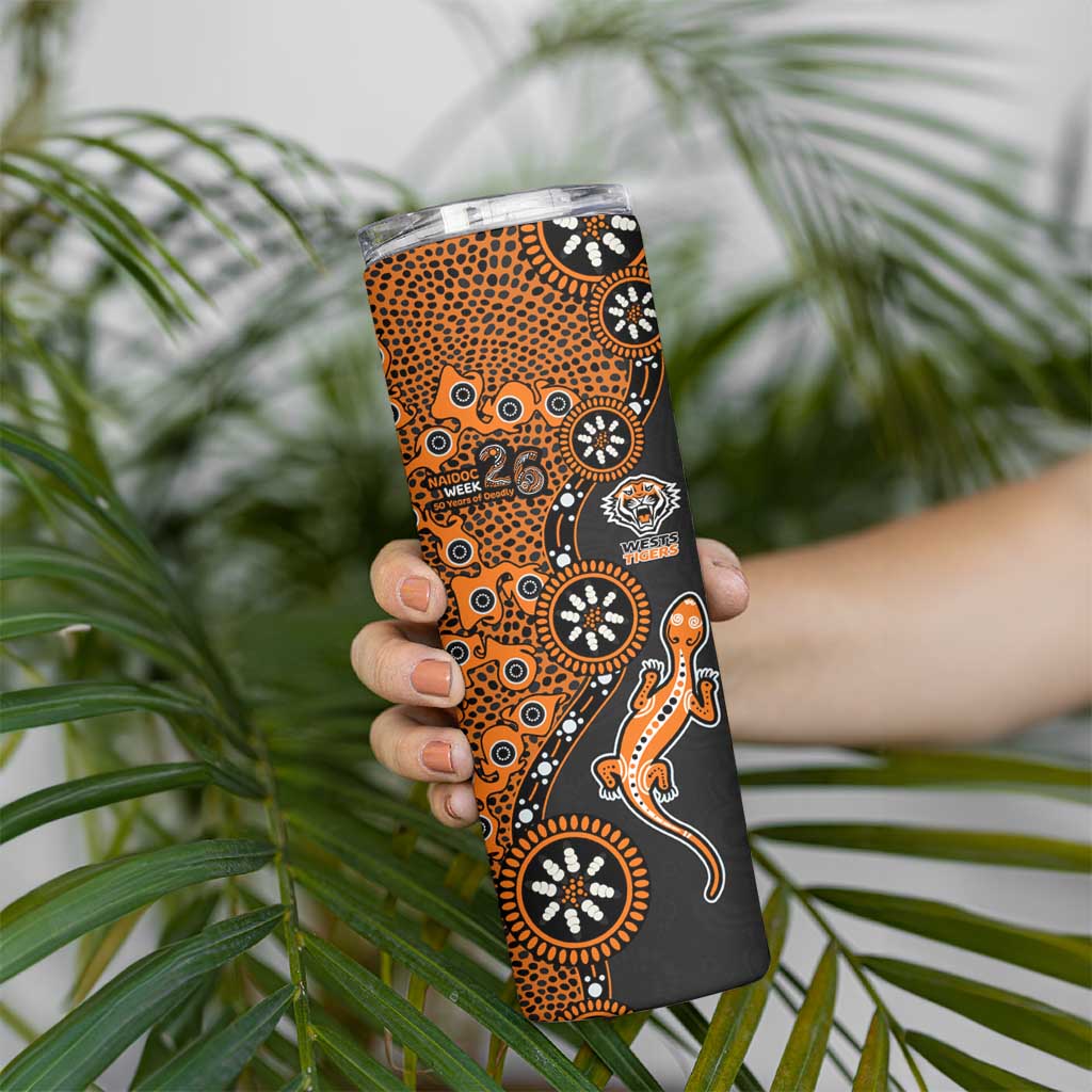 Wests Tigers NAIDOC Week 2026 Skinny Tumbler Aboriginal Lizard Dot Painting - 50 Years of Deadly