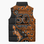 Wests Tigers NAIDOC Week 2026 Sleeveless Puffer Jacket Aboriginal Lizard Dot Painting - 50 Years of Deadly
