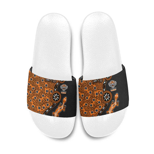 Wests Tigers NAIDOC Week 2026 Slide Sandals Aboriginal Lizard Dot Painting - 50 Years of Deadly