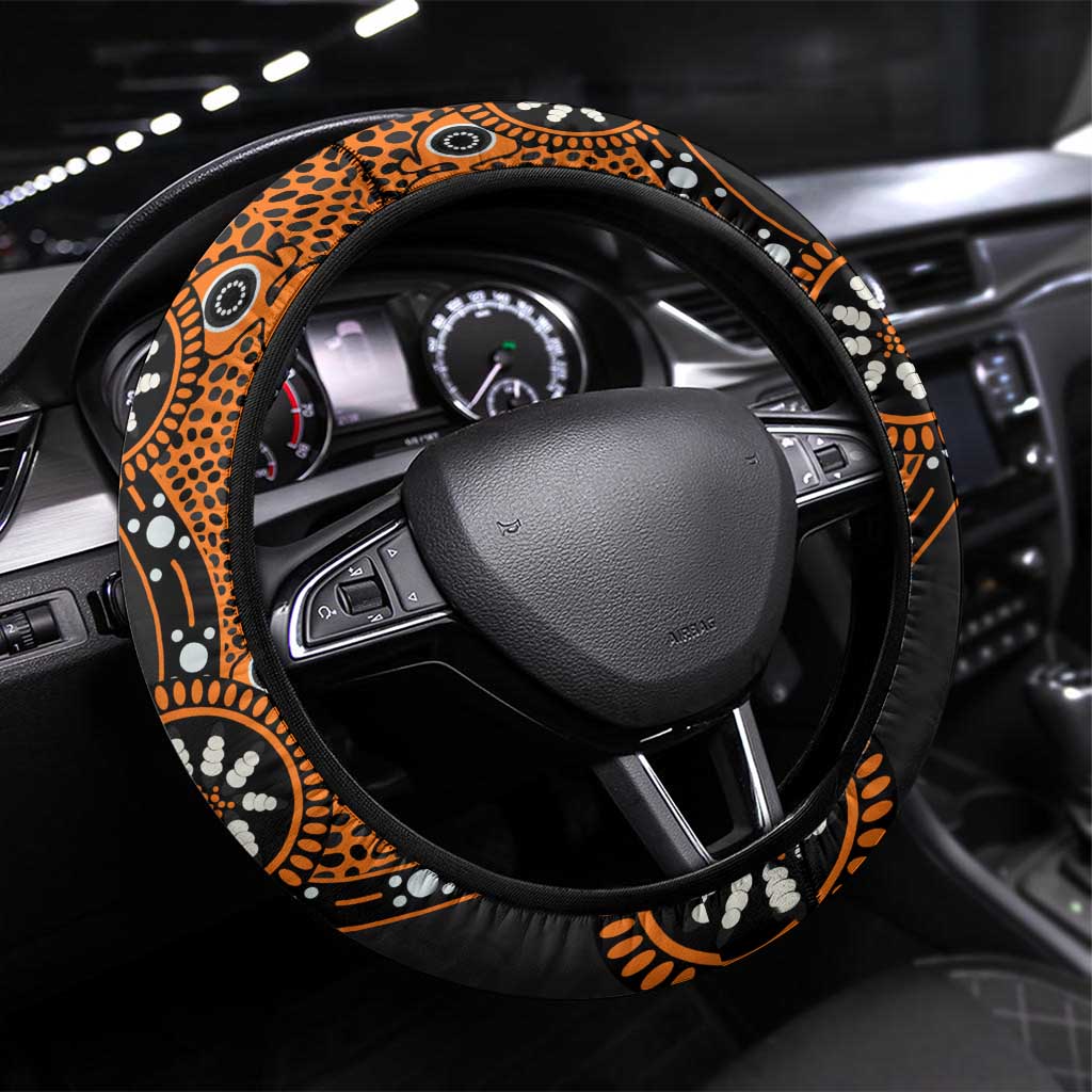 Wests Tigers NAIDOC Week 2026 Steering Wheel Cover Aboriginal Lizard Dot Painting - 50 Years of Deadly