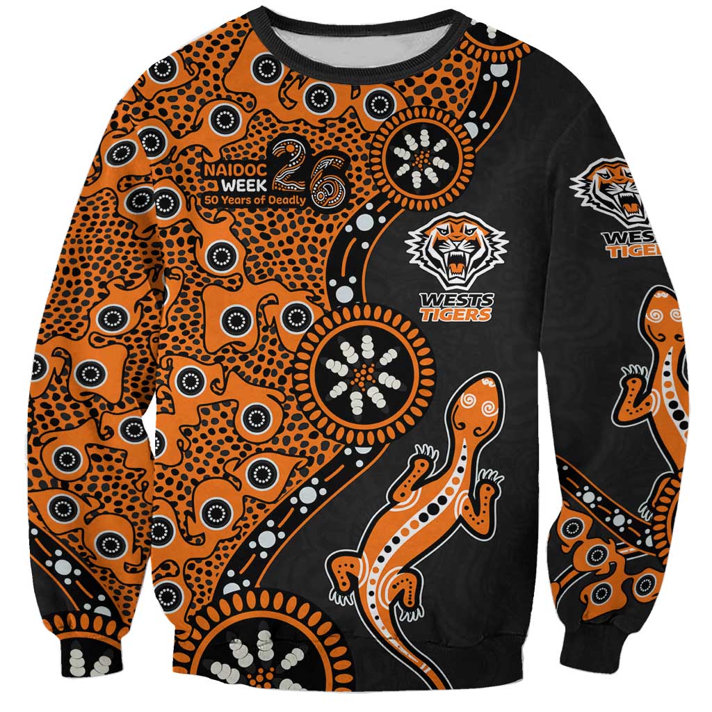 Wests Tigers NAIDOC Week 2026 Sweatshirt Aboriginal Lizard Dot Painting - 50 Years of Deadly